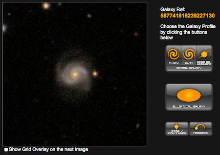 Screen shot of the Galaxy Zoo interface